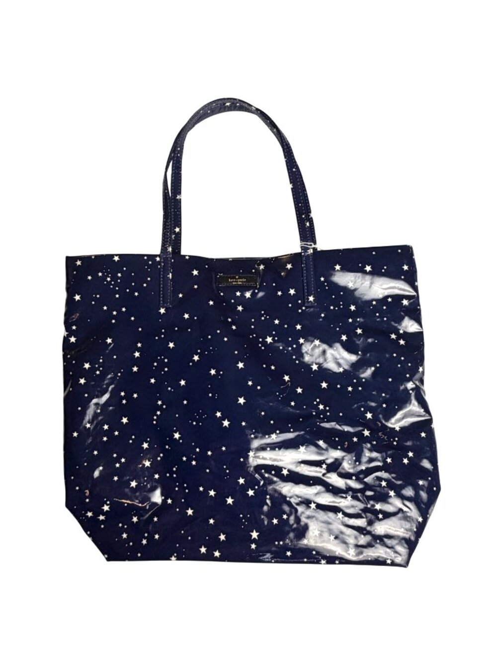 Kate Spade New York Blue Tote White Stars Bon Shopper Daycation Beach Weekender